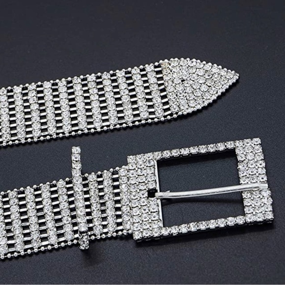 NWT-Crystal Waist Belt for Women Rhinestone Chain Belt O-Ring Waistband Belt - Picture 2 of 7
